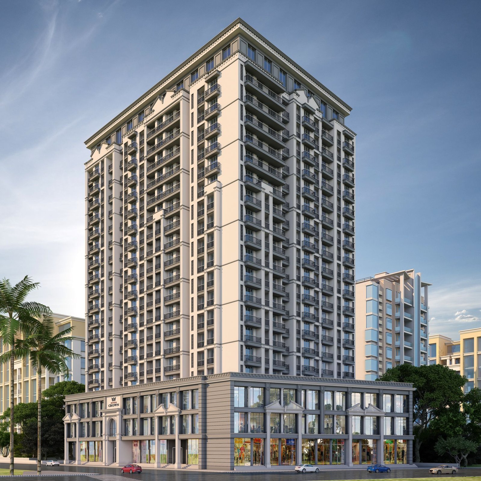 Mangeshi Crown — residential tower above the retail and office podium, Khadakpada